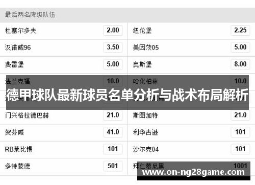 德甲球队最新球员名单分析与战术布局解析