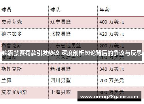 魏震禁赛罚款引发热议 深度剖析舆论背后的争议与反思